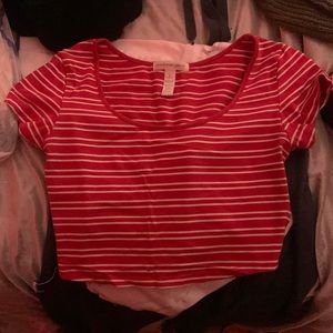 Red with white stripes